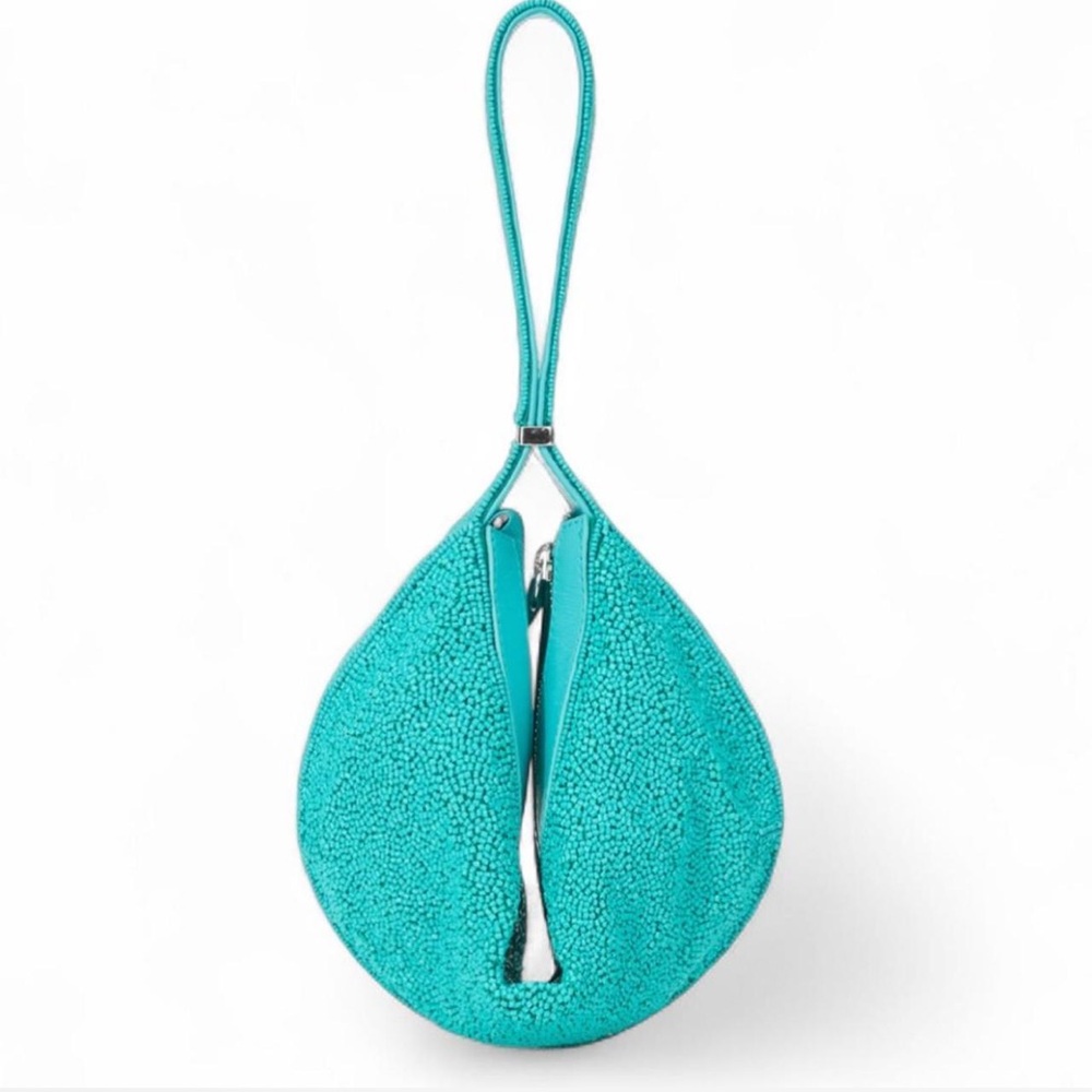 NWT Staud Demy Convertible Beaded Shoulder Bag Teal - Picture 2 of 7